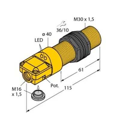 Turck Kapazitiver Sensor BC10-P30SR-VP4X2 | M30x1,5 | PNP | 15mm | bündig | Kunststoff | DC 10-65V | schwarz
