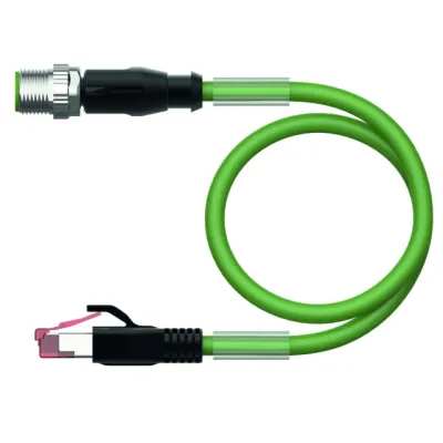 Turck Sensor-Aktorkabel RSSD-RJ45S-4414-1M | Industrial Ethernet | 1m | PUR | CAT 5E | RJ45/M12 D-codiert | grün | IP67