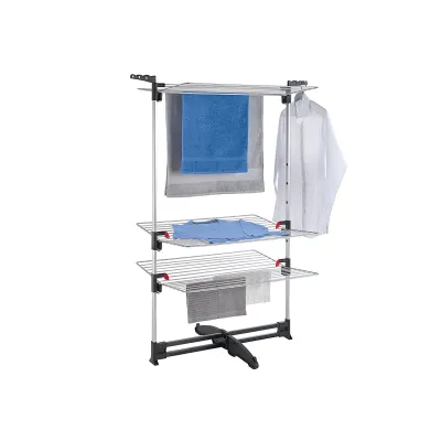 Metaltex Turmwäschetrockner Ciclone Vario 405871010 | 3 Etagen | 40m Trockenlänge | klappbar | Aluminium | Silber