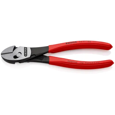 KNIPEX Seitenschneider 73 71 180 TwinForce | Kraft-Seitenschneider | 180mm | Doppelgelenk | für harten Draht | Rot