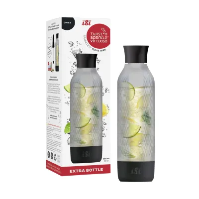 ISI Zusatzflasche Twist’n Sparkle Virtuoso 109617 | Wassersprudler Ersatzflasche 0,95L | Kunststoff | Onyx Schwarz