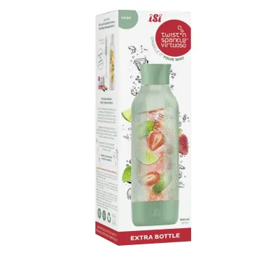 ISI Zusatzflasche Twist'n Sparkle Virtuoso 109616 | Ersatzflasche Wassersprudler 0,95L | Kunststoff | Sage grün