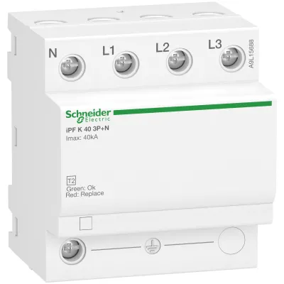 Schneider Electric Überspannungsableiter iPF K 40 A9L15688 | Typ 2 | 3-polig+N | 40kA | 400V AC | Hutschiene | IP20
