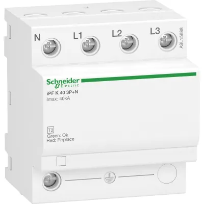 Schneider Electric Überspannungsableiter iPF K 40 A9L15688 | Typ 2 | 3-polig+N | 40kA | 400V AC | Hutschiene | IP20