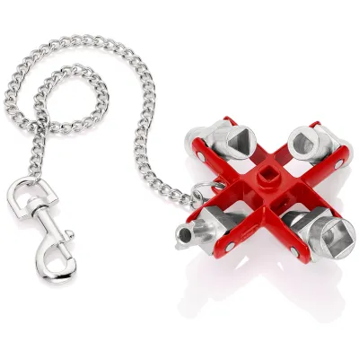 KNIPEX Universal-Schlüssel 00 11 06 | 9-in-1 Schaltschrankschlüssel | Zinkdruckguss | 90 mm | silber/rot