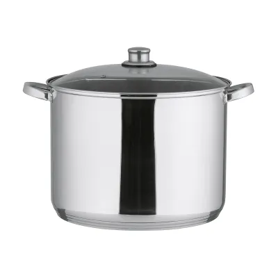 Universaltopf | Kochtopf 20 Liter | Edelstahl Glasdeckel | Sandwichboden | Ø32cm H24cm | Silber