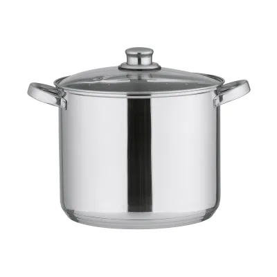 Universaltopf 128013 | Kochtopf 10 Liter Edelstahl | Glasdeckel | Induktion geeignet | Ø 24 cm | Silber