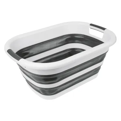 Universalwanne faltbar 135820 | Kunststoff PP+TPR | 54x39x23 cm | 20L | leicht, robust, platzsparend | weiß/dunkelgrau