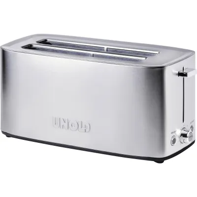 UNOLD Toaster 38266 Tom | 4 Scheiben | 1400W | Edelstahl | Doppellangschlitz | Brötchenaufsatz