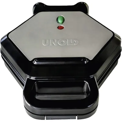 Unold Waffelmaker 48245 Bobby | Bubble Waffeleisen | 700 Watt | Antihaftbeschichtung | Backampel | Edelstahl/Schwarz