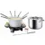 Bild: Unold Fondue-Set 48645 Elegance | Elektro-Fondue für 8 Personen | Edelstahl- und Keramiktopf | 1000W | schwarz/silber