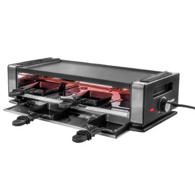 Unold Raclette Grill 48730 Finesse Basic | Raclette für 8 Personen | 1200W | Antihaft-Grillplatte | Edelstahl | schwarz