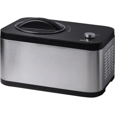 Unold Eismaschine 48826 Eva | 2-in-1 Eis- & Joghurtbereiter | Kompressor | 1,5 Liter | Edelstahl-Schwarz | 120W | Timer