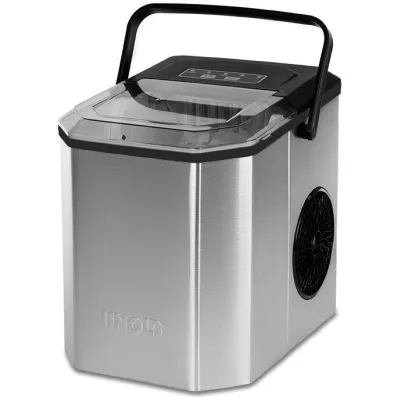 Unold Eiswürfelbereiter Erik 48925 | 1,3L Wassertank | 2 Eiswürfelgrößen | 160 Watt | Edelstahl/Schwarz
