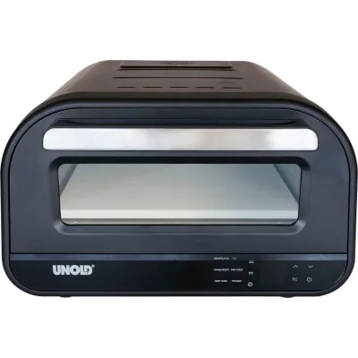 Unold Pizzaofen Don Luigi 68815 | Elektrisch 1.700W | Pizzastein 32x32cm | 450°C | Black Steel | Zubehör-Set | schwarz