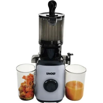 Unold Entsafter 78275 Slow Juicer Sam | 300W | 80 U/min | 110mm Einfüllschacht | Quick-Clean | BPA-frei | silber/schwarz