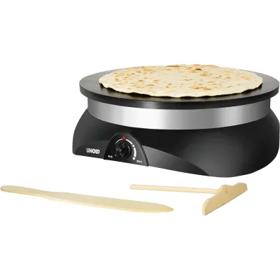Unold Crepesmaker 48155 | 33 cm | 1250W | Antihaft Aluminium | inkl. Teigverteiler & Spatel | Schwarz