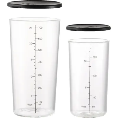 ESGE Becherset Glas 7150 | Messbecher-Set für Zauberstab | 400ml & 700ml | Borosilikatglas | Deckel | spülmaschinenfest