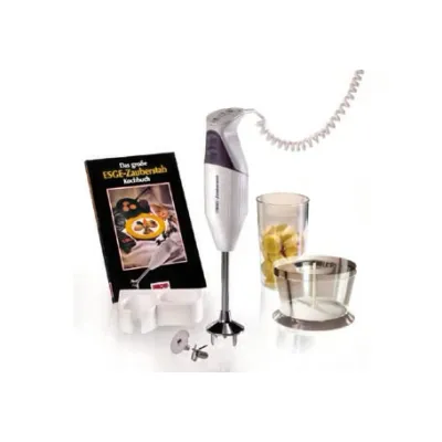 ESGE Zauberstab Stabmixer M 160 G Gourmet | 160W | 2 Stufen | Edelstahlfuß | Zubehör-Set | Weiß