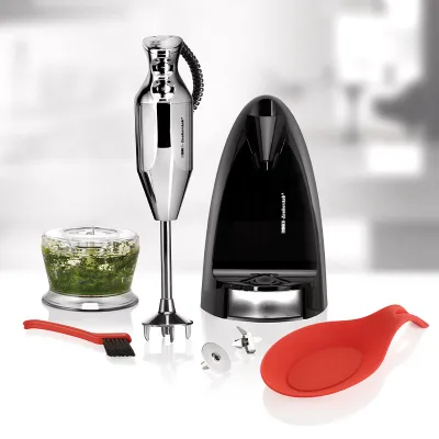 ESGE-Zauberstab Stabmixer M 200 Chrom 90580 | 200W | 2 Stufen | Edelstahl Mixfuß | Spiralkabel | Zubehörset