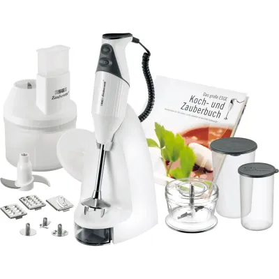 ESGE Zauberstab Stabmixer M 200 Superbox 90750 | Küchenmixer Set | 200 Watt | 2 Stufen | Edelstahl Klingen | Weiß