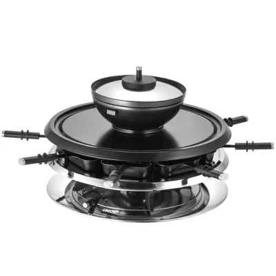 Unold Raclette Multi 4 in 1 48726 | 1300W | für 8 Personen | Fondue | Grill | heißer Stein | Edelstahl/Kunststoff