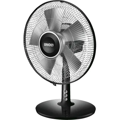 Unold Tischventilator 86817 Silverline Black | 25 cm Ø | 2 Stufen | Oszillation | neigbar | 25W | schwarz-silber