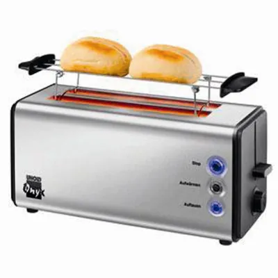 Unold Toaster 38915 Onyx Duplex | 4-Scheiben Langschlitz | Edelstahl | 1400W | Brötchenaufsatz | schwarz
