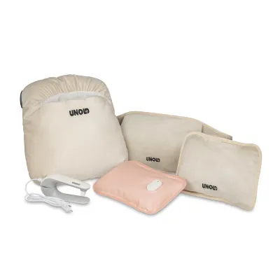 Unold Wärmi Premium Set 86020 | Elektrische Wärmflasche & Fußwärmekissen | kabellos, Überhitzungsschutz | Beige