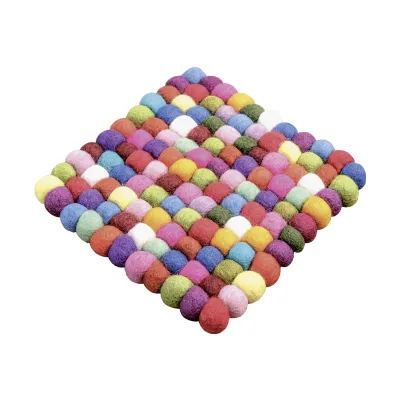 RA Naturstyle FAC 80.2 Untersetzer Filz 20x20 cm | handgefertigt | Filzkugeln | doppelseitig | bunt | Schurwolle