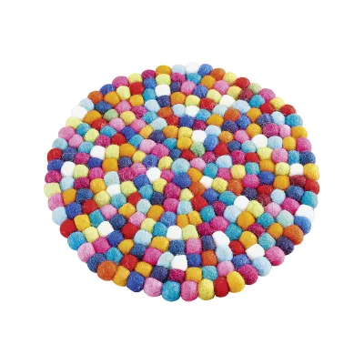 RA Naturstyle FAC 81 Untersetzer Filz rund Ø22cm | handgefertigt | Filzkugeln | Fair Trade | bunt multicolor