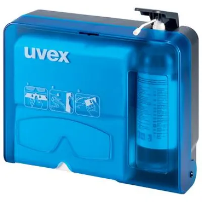 uvex Brillenreinigungsstation 99043 | Reinigungsstation für Schutzbrillen | inkl. Papier, Reiniger, Pumpe | Wandmontage