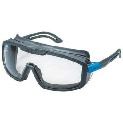 Uvex Schutzbrille i-guard 9143266 | Bügelbrille | 3in1 Schutz | Antibeschlag | UV400 | Ergonomisch | klar anthrazit/blau