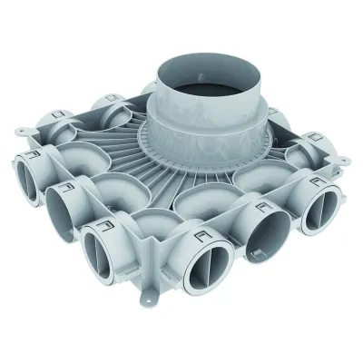 Vaillant Luftverteiler 0020231945 | 12 Anschlüsse rund | für Luftschlauch 75/62 mm | 360 m³/h