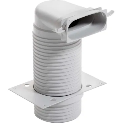 Vaillant Ventilanschluss 90° | 0020180844 | Luftschlauch flach 125 mm | Kunststoff | Montageplatte | Staubschutzkappe