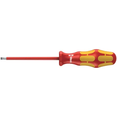 Wera VDE Schraubendreher 160i Schlitz 0,8x4,0x100mm | isoliert 1000V | Lasertip | 2K-Griff | Abrollschutz