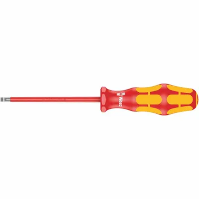 Wera VDE Schraubendreher 160i Schlitz 6,5x150mm | isoliert 1000V | Lasertip | Kraftform Griff | rot/gelb