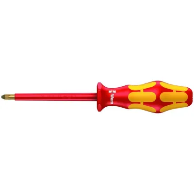 Wera VDE Kreuzschlitz-Schraubendreher 165i | 05006160001 | PZ 0 x 80 mm | isoliert 1000V | Kraftform-Griff | rot/gelb