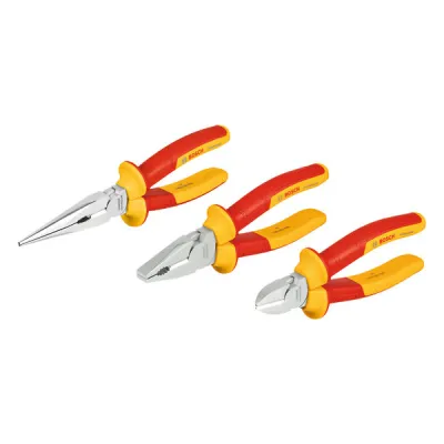 Bosch Professional VDE Zangen-Set 3-teilig | Kombizange, Seitenschneider, Spitzzange | isoliert bis 1000V