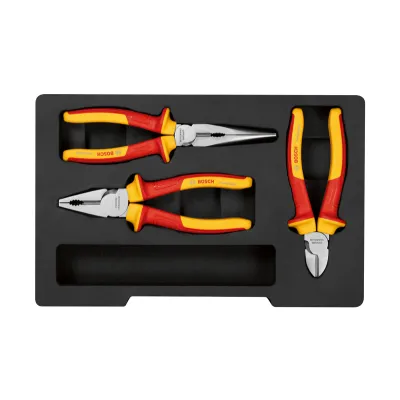 Bosch Professional VDE Zangen-Set 3-teilig | Kombizange, Seitenschneider, Spitzzange | isoliert bis 1000V