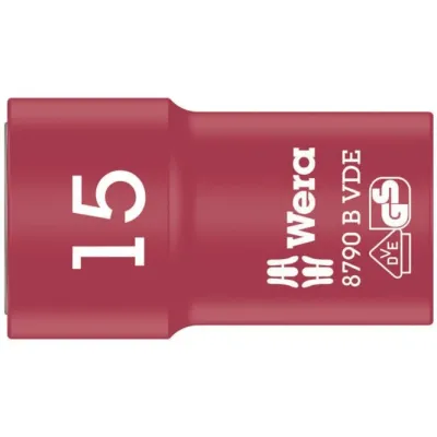 VDE Zyklop-Steckschlüssel-Einsatz, 15mm, 3/8" (rot/gelb, isoliert bis 1.000 Volt