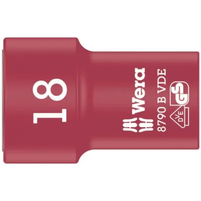 VDE Zyklop-Steckschlüssel-Einsatz, 18mm, 3/8" (rot/gelb, isoliert bis 1.000 Volt