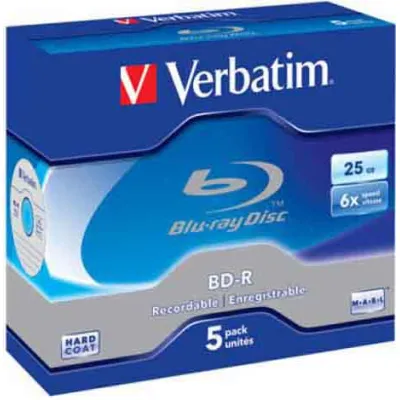 Verbatim BD-R Blu-ray Rohlinge 43715 | 25GB Single Layer | 1-6x Speed | 5er Pack Jewelcase | Scratch Guard Plus