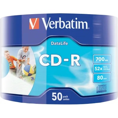 Verbatim CD-R 52X DataLife 700MB 50 Pack WRAP IJP