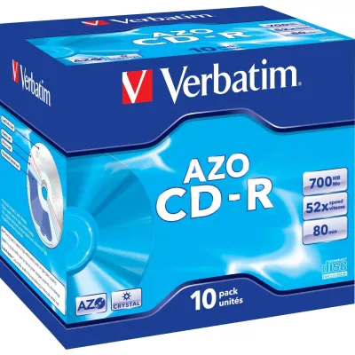 Verbatim CD-R 43327 80min 700MB 52x AZO Crystal 10er Pack Jewel Case | CD Rohlinge für Daten & Audio