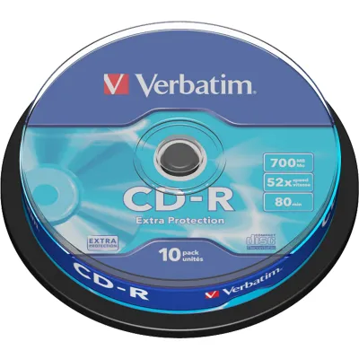 Verbatim CD-R 43437 | CD-R Rohlinge 700MB 52x | 80 Minuten | Extra Protection | 10er Spindel | weiß