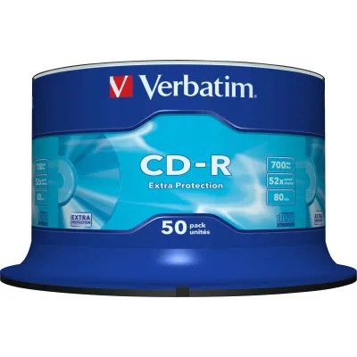 Verbatim CD-R Rohlinge 43351 | 700MB 80min 52x | Extra Protection Surface | 50er Spindel | UV-beständig