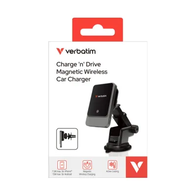 Verbatim Wireless Auto Ladegerät 31862 | Qi | Magnetisch | 15W Schnellladen | RGB | Ice Cooling | Lüftung/Saugnapf