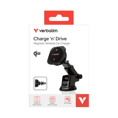 Verbatim Wireless Car Charger Qi2 Charge'n'Drive 31861 | Magnetisch | 15W Schnellladen | Ice Cooling | iPhone 12-16