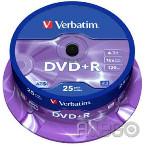 Bild: Verbatim DVD+R 4,7GB/120Min/16x Cakebox (25 Disc)